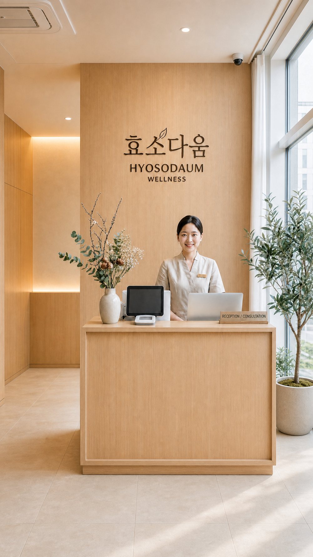 효소다움 리셉션의 직원 — 따뜻한 응대